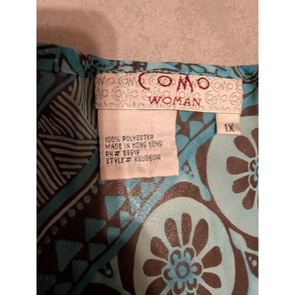 Como women blue paisley print tunic blouse 3/4 Sleeve Size 1X - Picture 10 of 10